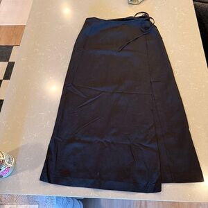 Zara Black Wrap-Style Midi Skirt
